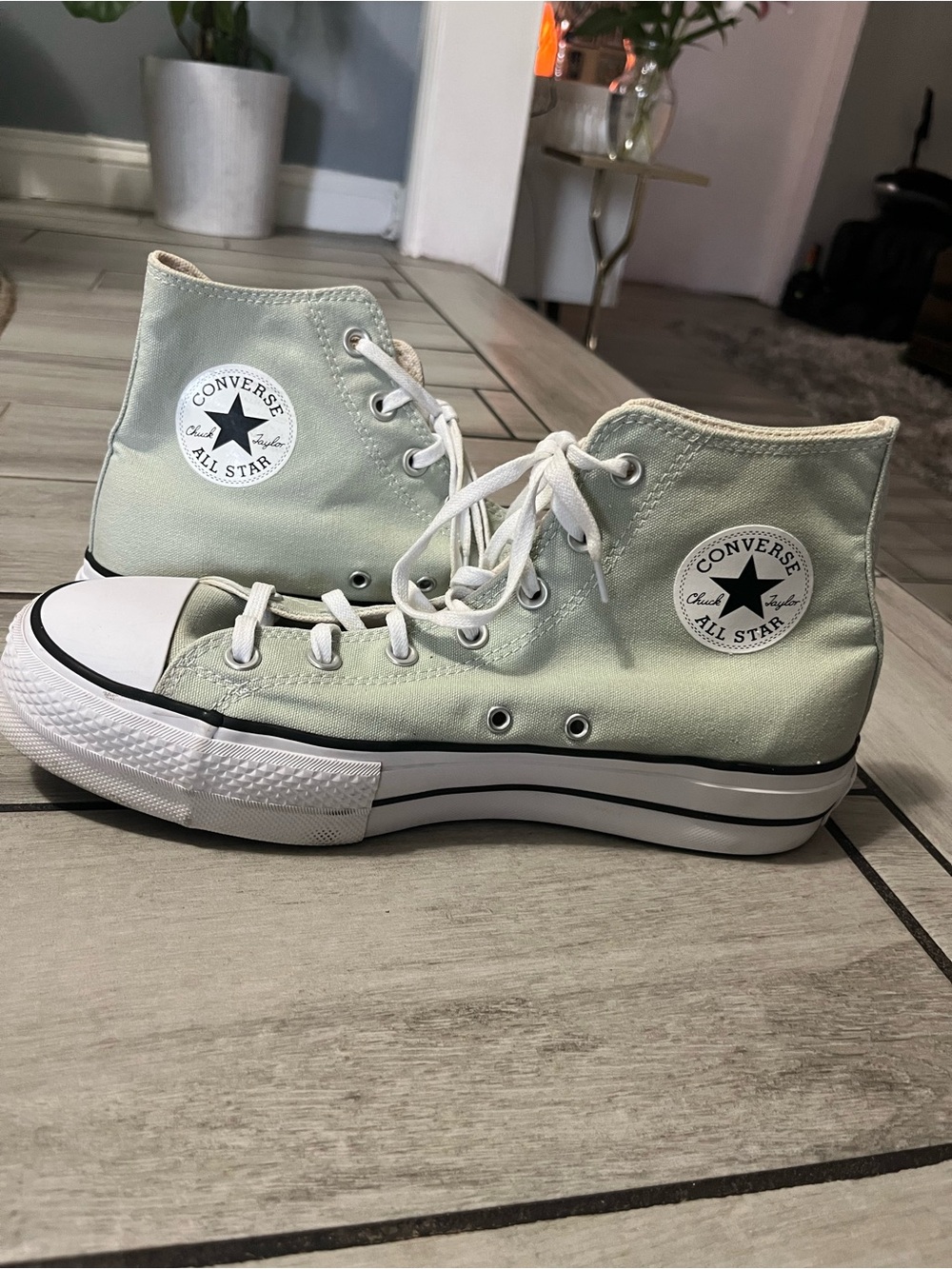 Converse All Star Platform High Top Sneakers - Mint Green